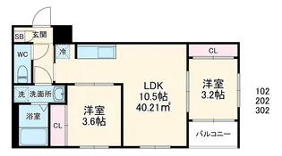 Revive古淵【302号室】の間取り