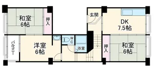 中津リバーサイドコーポC棟【519号室】の間取り