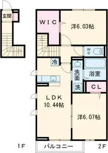 ソレイユ三原台A【201号室】の間取り