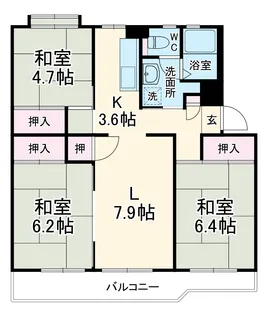 花見川ライオンズプラザ5号棟【106号室】の間取り
