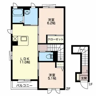 スカイハイツ A【2階】の間取り