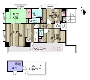 ローズガーデン浦安十番館【3階】の間取り