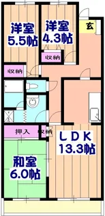 船橋夏見レジデンス【3階】の間取り