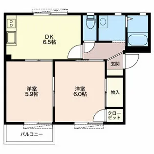 ル ポール宮下【B202号室】の間取り