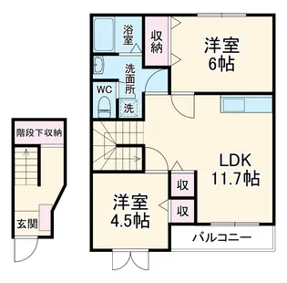サニーサイド岡A【2階】の間取り