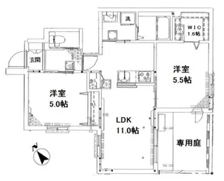 ラ・カーサ高田【1階】の間取り