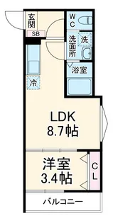 CRASTINE三橋【1階】の間取り