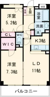 グリーンハウス高松【3階】の間取り