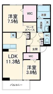 カーサデルリーゾ【103号室】の間取り