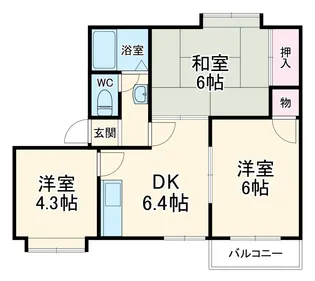 ボヌール深見A【A-203号室】の間取り