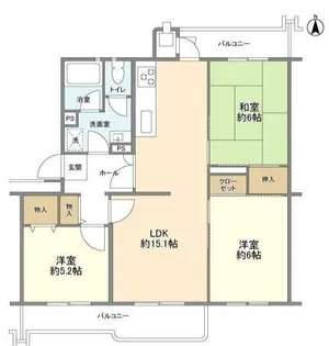 西原グリーンハイツ11号棟【8階】の間取り