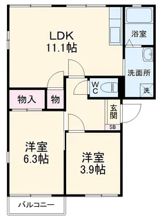 リヴェールシモネB【201号室】の間取り
