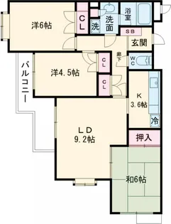 フラット浜田山【A−304号室】の間取り