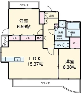 パラシオン西新【7階】の間取り