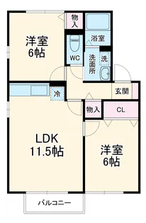 カームヒルズA【1階】の間取り