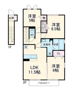 グランチェスタ B棟【201号室】の間取り