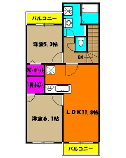 コンフォート大喜【2階】の間取り
