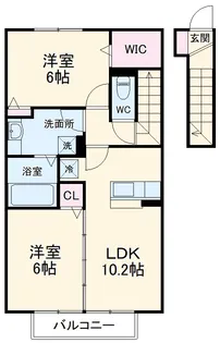 ヴィラージュB棟【2階】の間取り