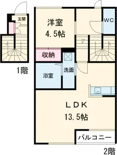 ラヴィーヌ芝の内A【2階】の間取り