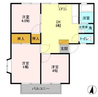 山口コーポ【2階】の間取り