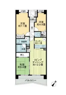 ライオンズマンション千葉グランドタワー【11階】の間取り