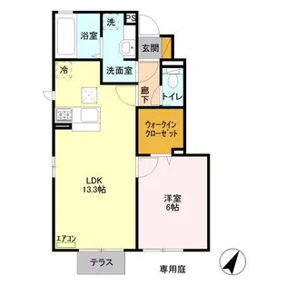 ジャルダンベール B【1階】の間取り