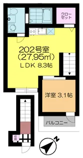 プラーナ蘇我【202号室】の間取り