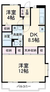 須賀第9マンション【3階】の間取り