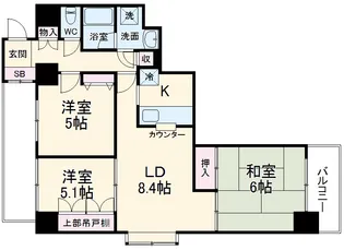 コスモ千葉中央マンション【7階】の間取り