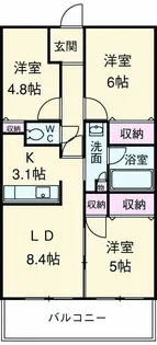 コスモレジデンス千葉登戸【4階】の間取り