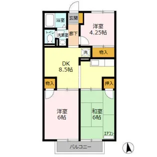 グレイスクレール【1階】の間取り