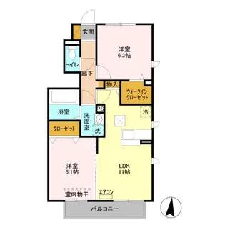 ヴィラージュ【1階】の間取り