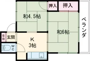 第二新中川荘【2階】の間取り