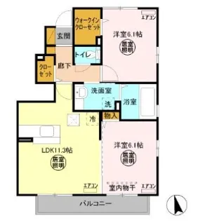 ラヴィーベル 東館【1階】の間取り