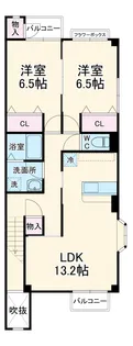 プレジールF・E【2階】の間取り