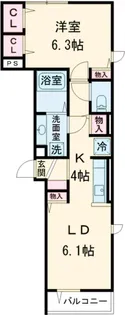 カーサ フィオーレ小竹町【2階】の間取り