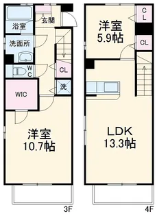 プロシード穂波町【304号室】の間取り