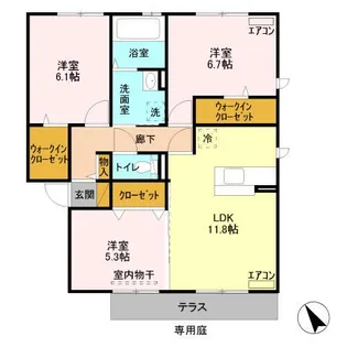 PARK HILLS MIYAKO D【1階】の間取り