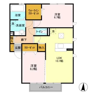 PARK HILLS MIYAKO E【1階】の間取り