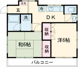 フリーデ国立【2F号室】の間取り