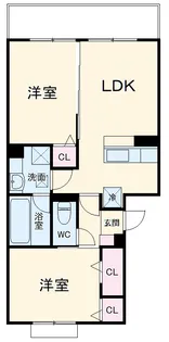グランソレイユ西院【B101号室】の間取り
