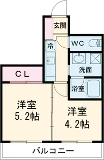 クレッセントテラス【202号室】の間取り