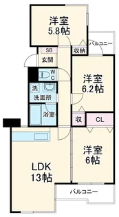 コンフォール野川【1階】の間取り
