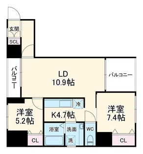 溝口レジデンス【8階】の間取り