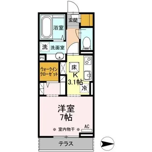 フェリスタ中神【1階】の間取り