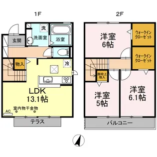 カメリア狐ヶ崎【101号室】の間取り
