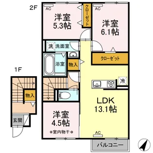 ア・ラ・メゾン【203号室】の間取り