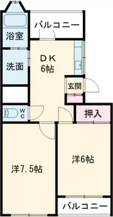 ヴィラ新磯野【302号室】の間取り