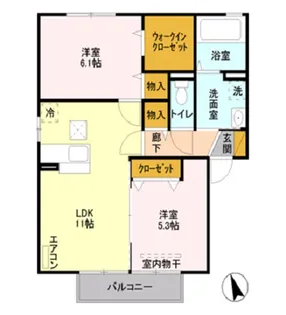 エーデルハイム B【1階】の間取り