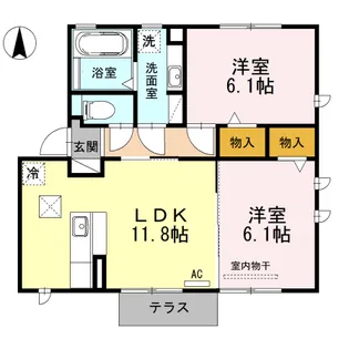 カトレア【1階】の間取り